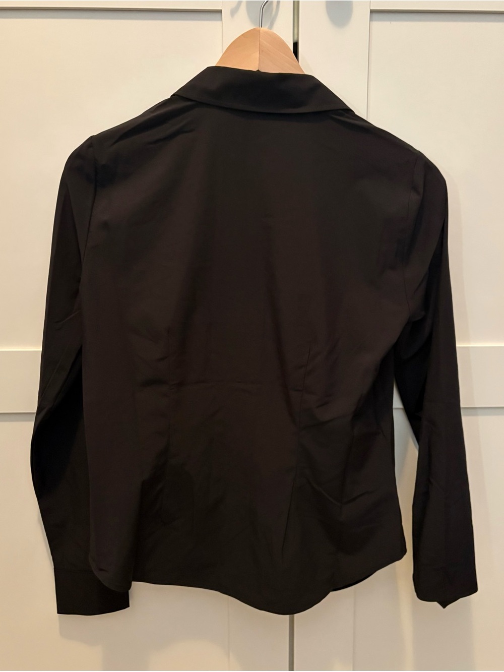 Modern Works Black Ruched Button-Down Shirt - Picture 3 of 5